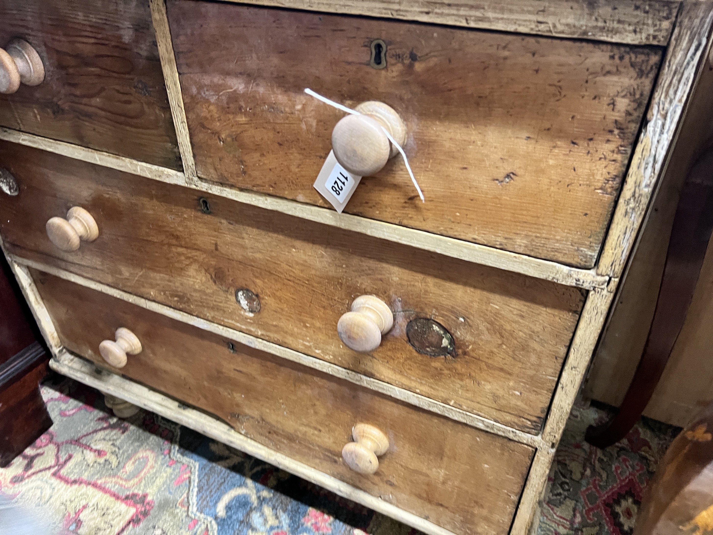 A late Victorian pine chest of four drawers, width 83cm